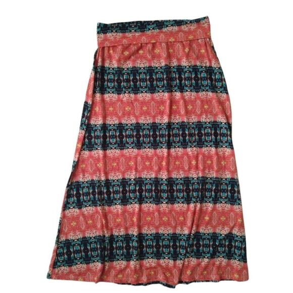 Lily Rose Orange and Blue Abstract Pattern Maxi Length Skirt Women's Size XL - Picture 3 of 11